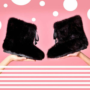 Short Black muskrat fur boots