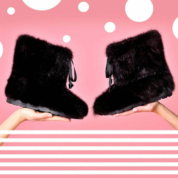 Short Black muskrat fur boots