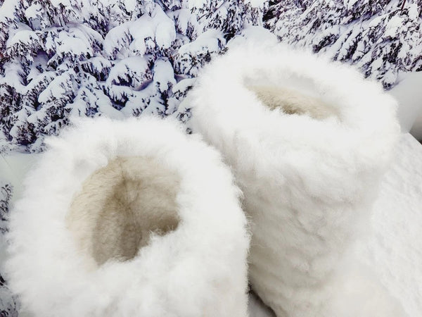 White sheepskin boots