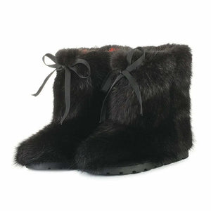 Short Black muskrat fur boots
