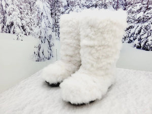 White sheepskin boots