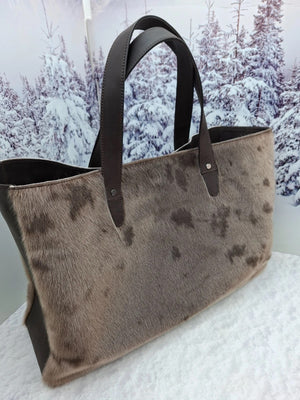 Real fur tote bag