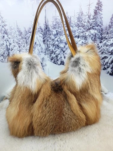 Fox fur shopping bag